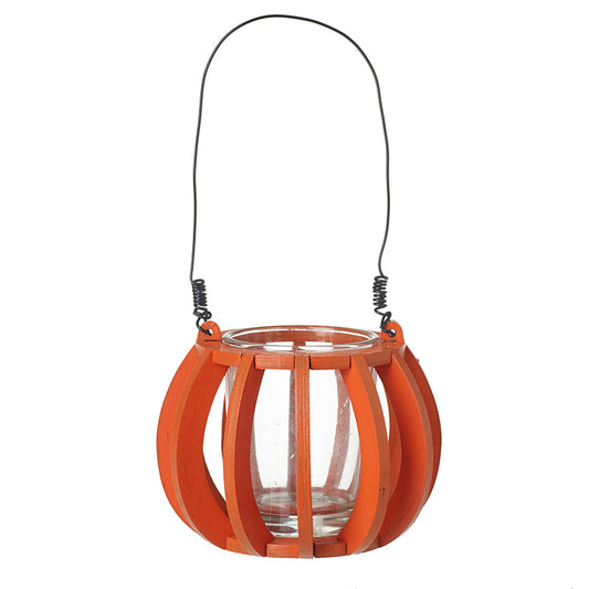 Wooden Pumpkin Cut Out T Light Holder