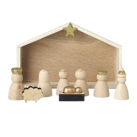 Wooden Nativity Scene