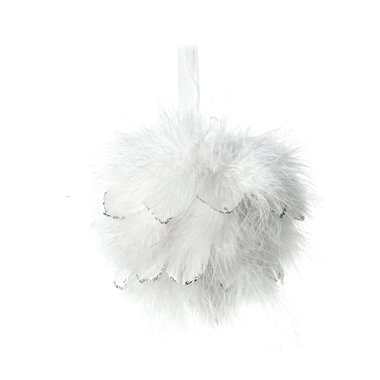 Small White Fluffy Feather Bauble