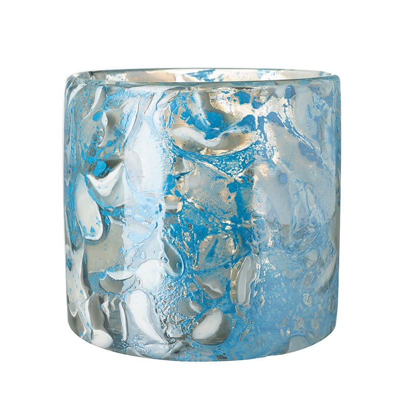 Blue & Silver Patterned Glass Jar