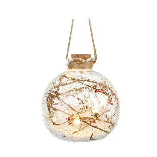Hanging Glass Light Up Bauble With Snow