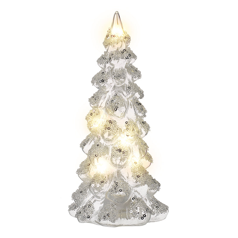 Light Up Glass Silver  Tree