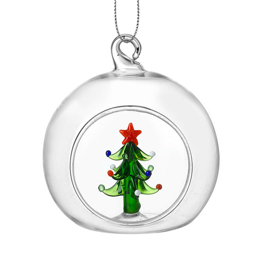 Glass Bauble With Christmas Tree