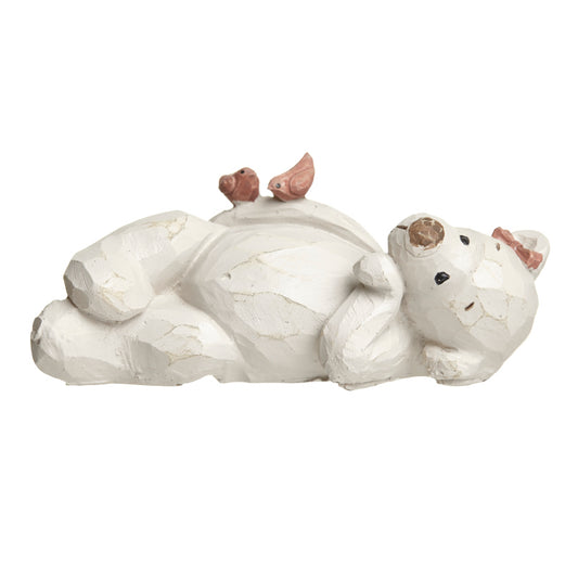 Daisy Resin Bear Lying Down With Birds