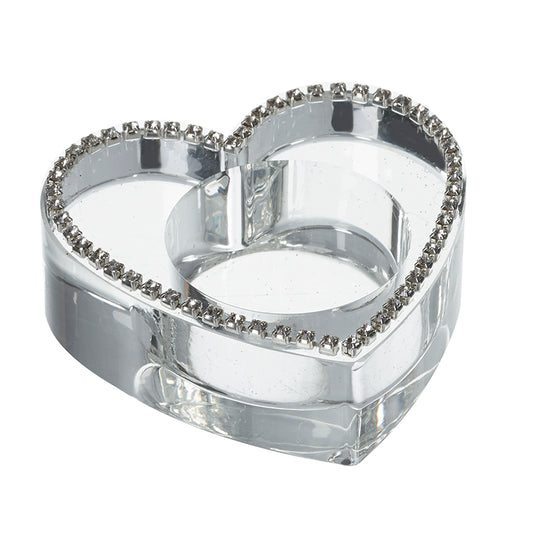 Glass Heart With Diamantes T Light