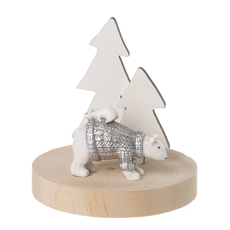 Polar Bear In Silver Jumper With Tree