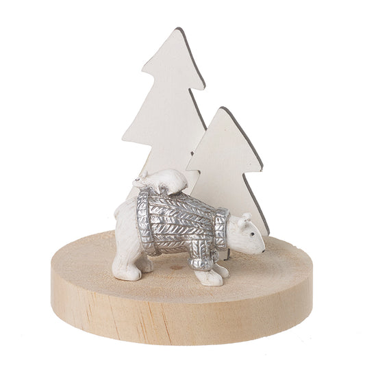 Polar Bear In Silver Jumper With Tree