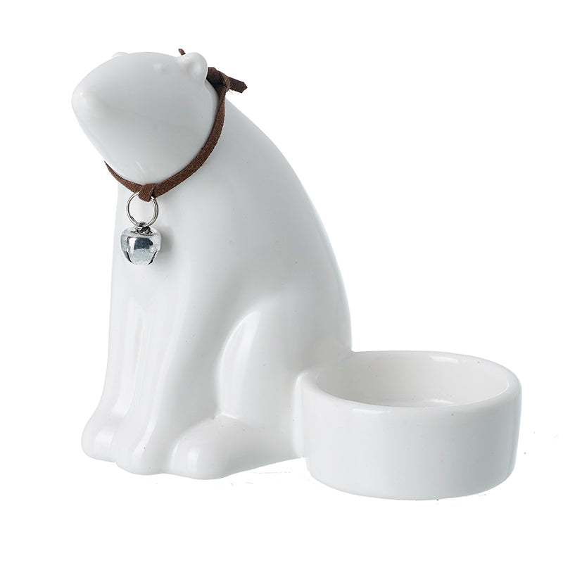 White Ceramic Polar Bear T Light Holder
