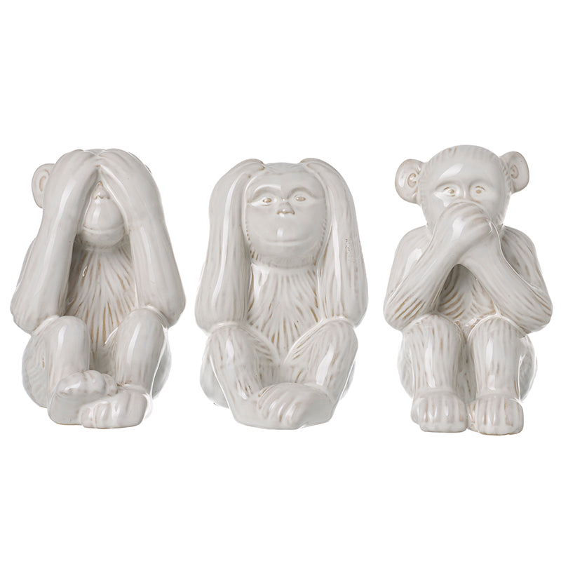Three Ceramic Monkeys No Evil Set