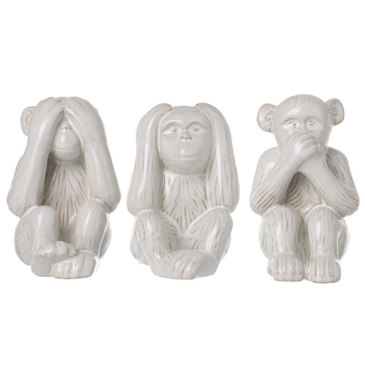 Three Ceramic Monkeys No Evil Set