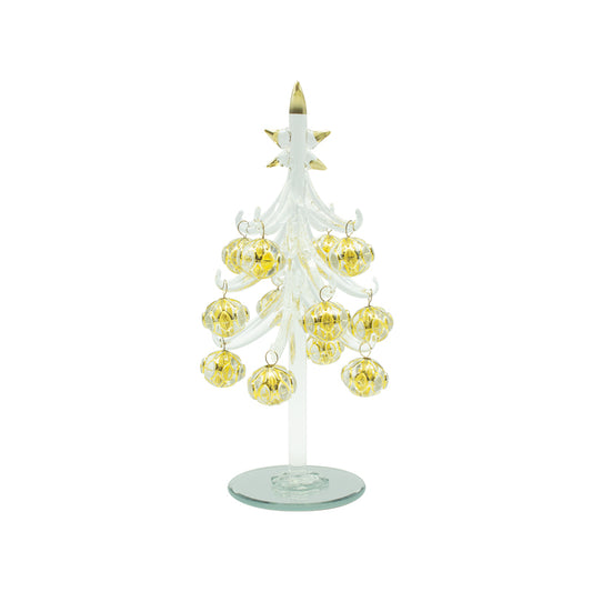 Glass Xmas Tree With Gold Baubles