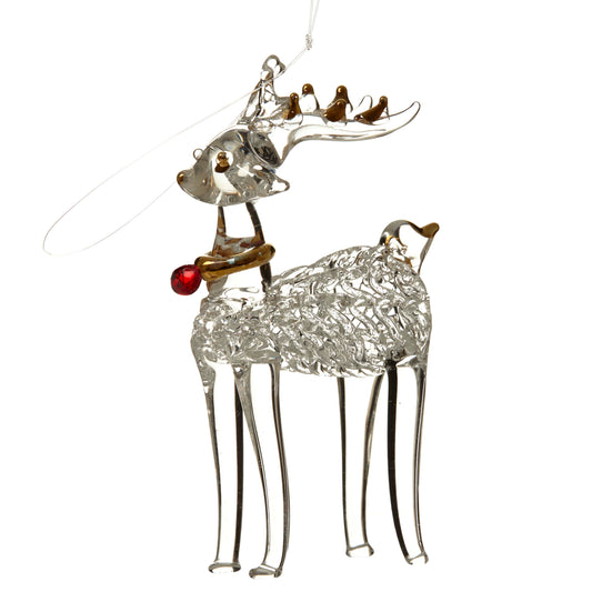 Glass Reindeer Hanging Decoration