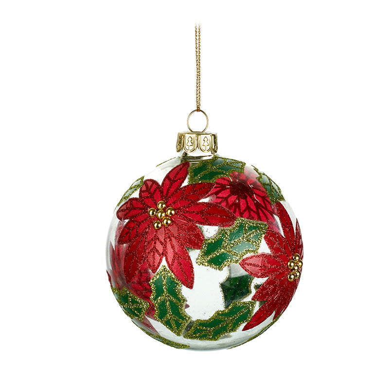 Glass Ponsetia Bauble