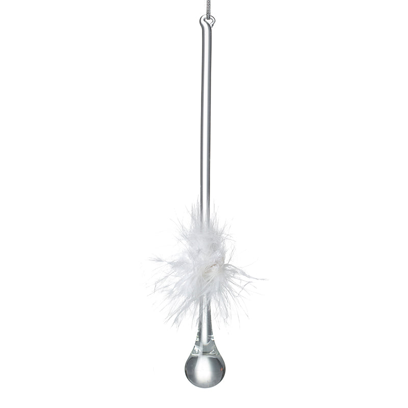 Long Clear Glass Droplet With Feather