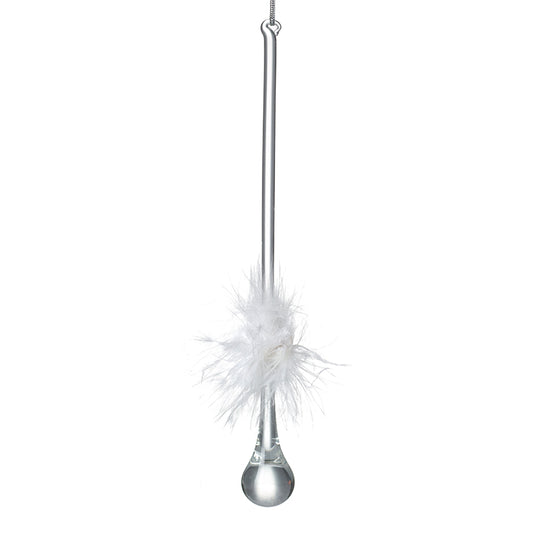 Long Clear Glass Droplet With Feather