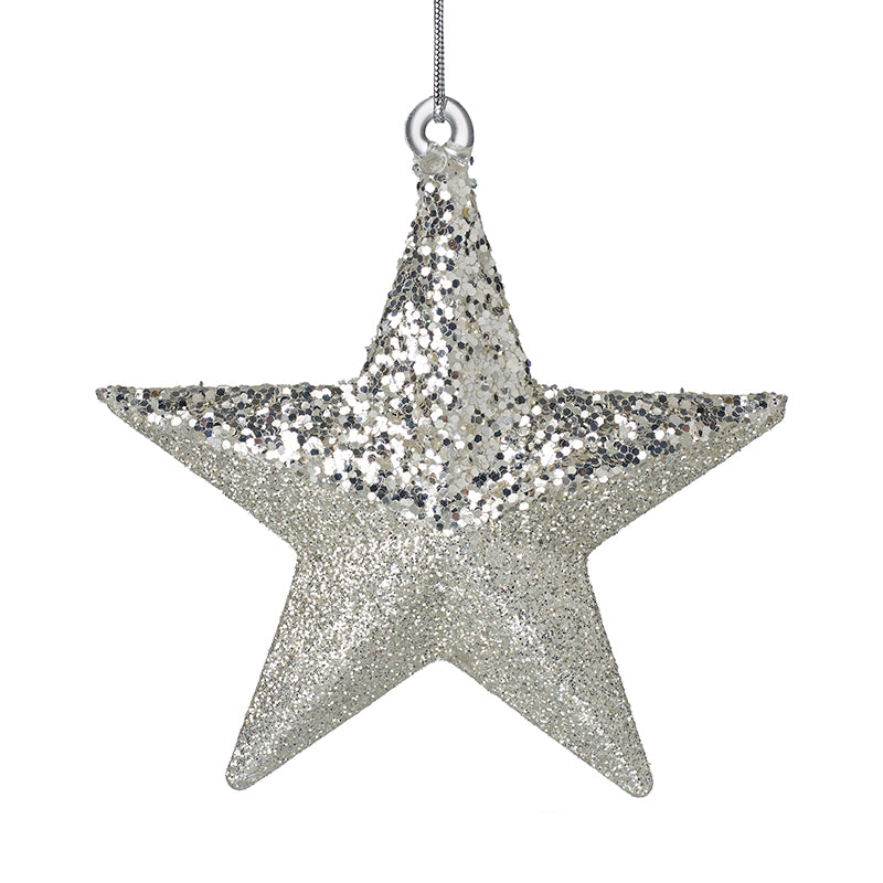 Two Tone Silver Glitter Star