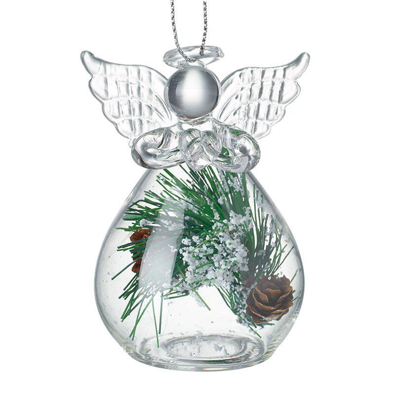 Cones & Pine Needles Glass Skirted Angel