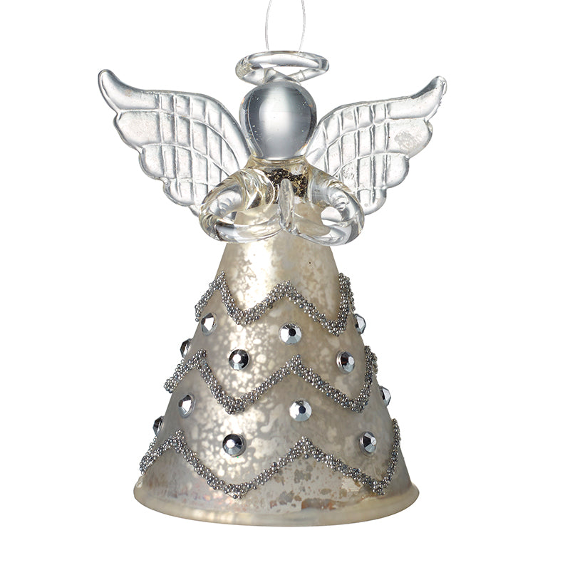 Mottled Glass Silver Skirt Angel