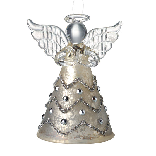 Mottled Glass Silver Skirt Angel