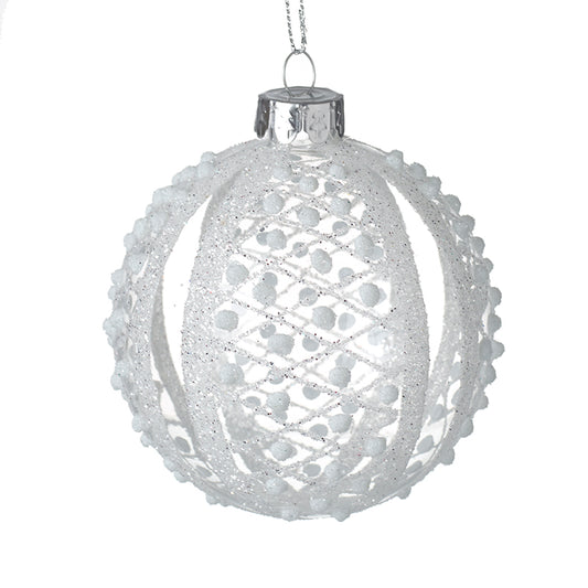 Frosted White Pomander Glass Bauble