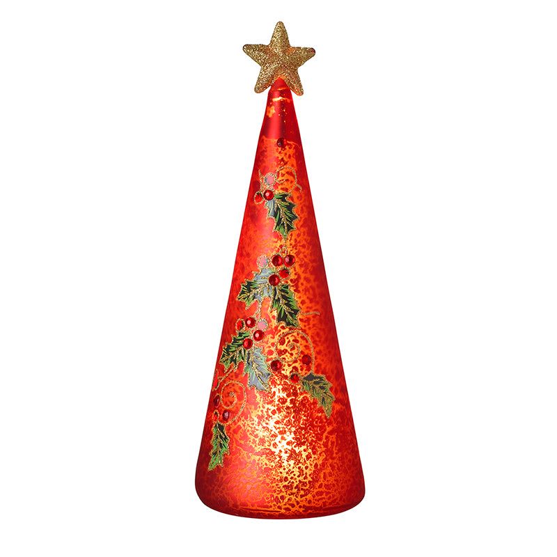 Light Up Russet Glass Holly Tree