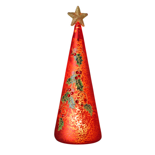 Light Up Russet Glass Holly Tree