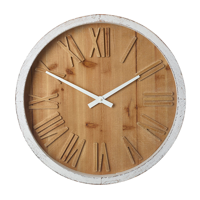 Wooden Clock With White Edge