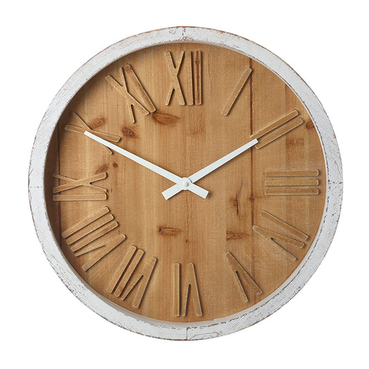 Wooden Clock With White Edge