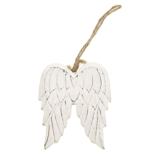 Sml Hanging Carved Wooden Angel Wings
