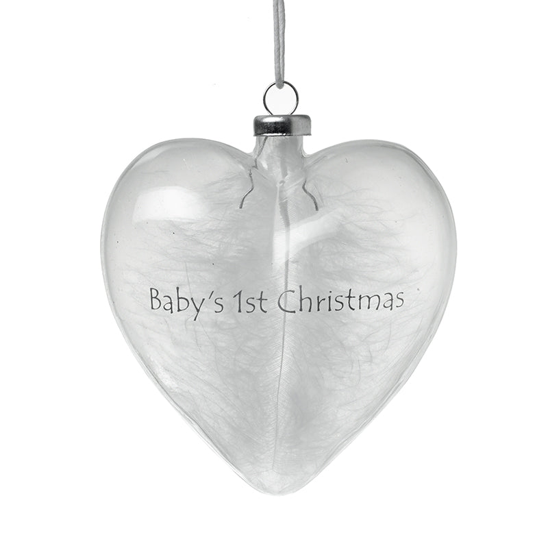 Hanging Glass Baby 1st Xmas Heart