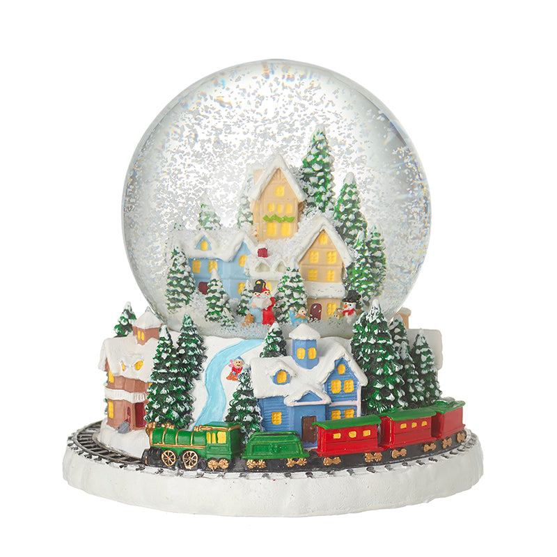 Musical Village With Train Snowglobe