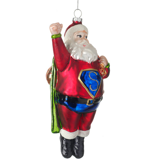 Hanging Glass Super Santa Decoration