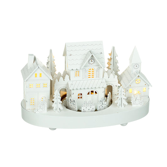 Wooden House W/Rotating Train