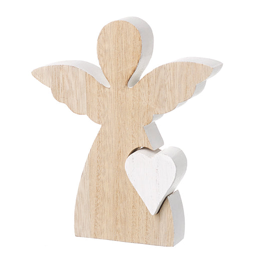 Wooden Angel With White Cut Out Star