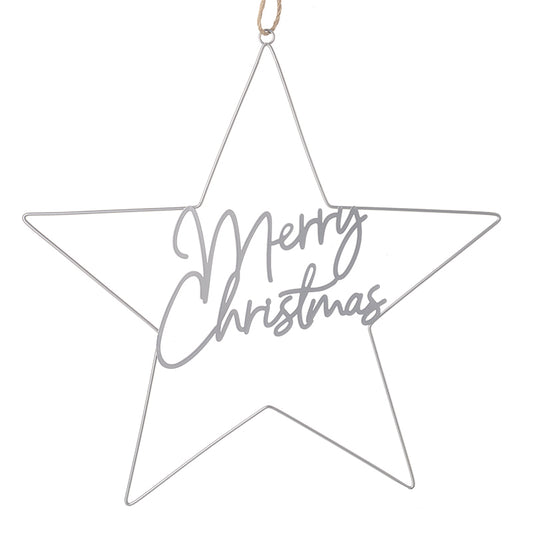 Merry Christmas Silver Metal Star