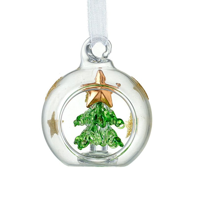 Clear & Gold Star Bauble With Tree