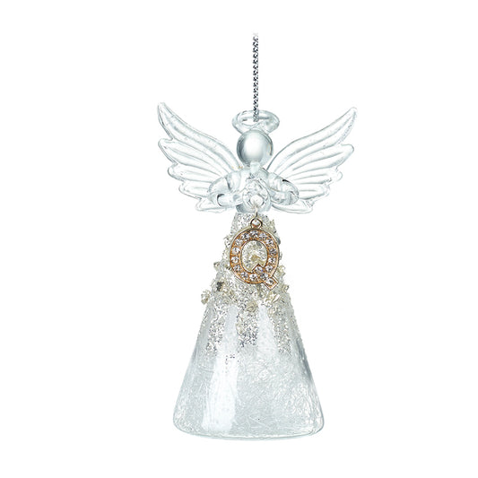 Glass Angel With Letter Q