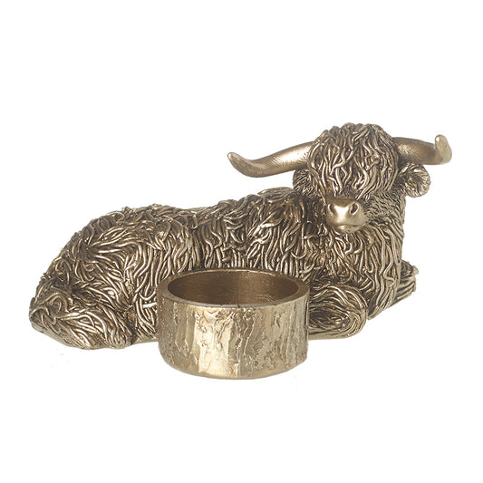 Resting Gold Highland Cow T-Light