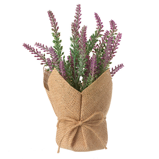 Lavender In Large Pot With Hessian