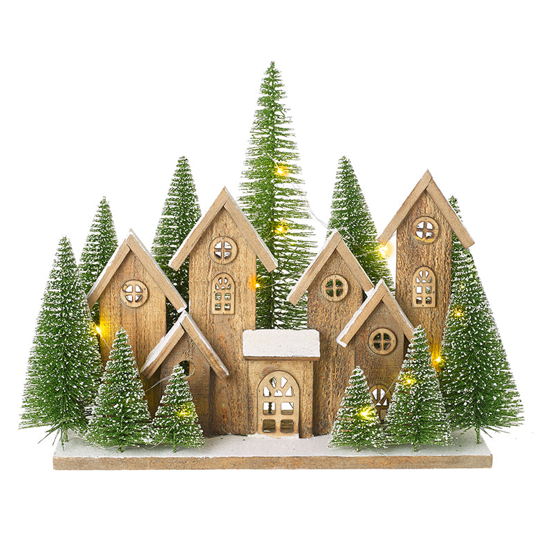 Large Light Up Trees & Houses Dec