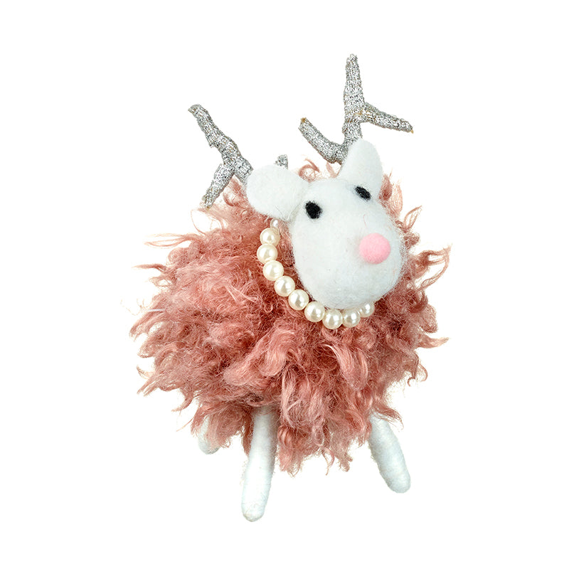 Deep Pink Fluffy Felt Moose