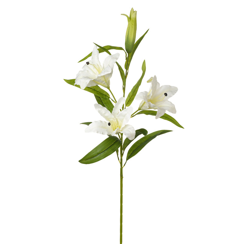 White Lily Stem 3 Flowers