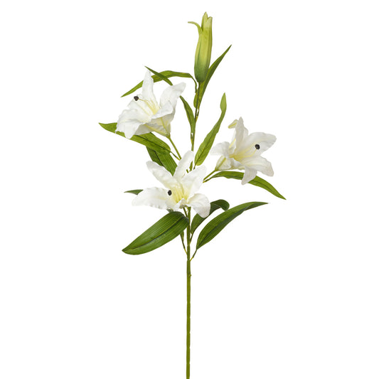 White Lily Stem 3 Flowers