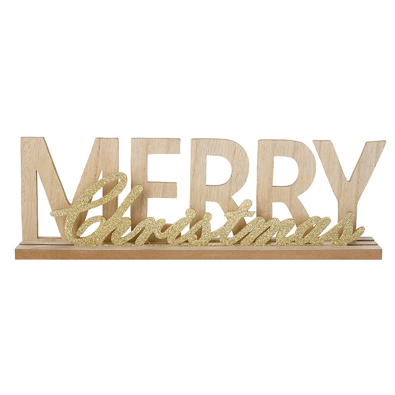 Wooden Merry Glitter Christmas Sign