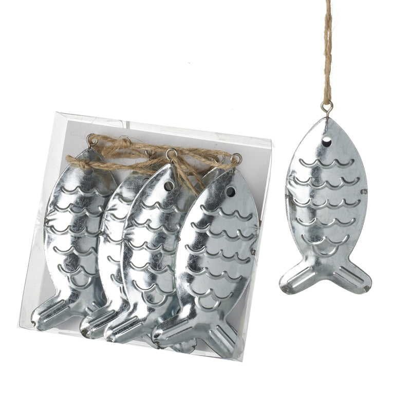 Silver Metal Hanging Fish Set