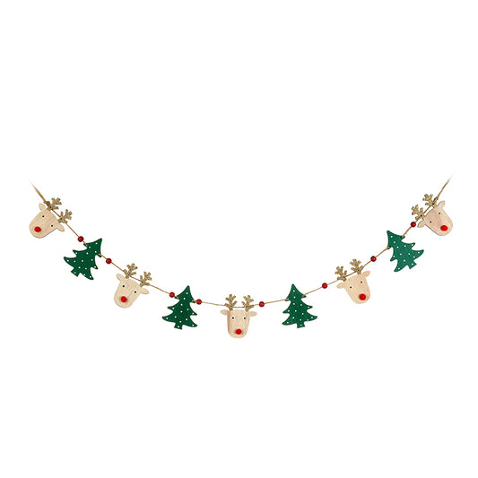 Wooden Reindeer And Tree Garland