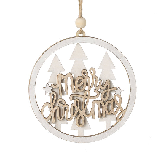Merry Christmas Cut Out Wooden Bauble