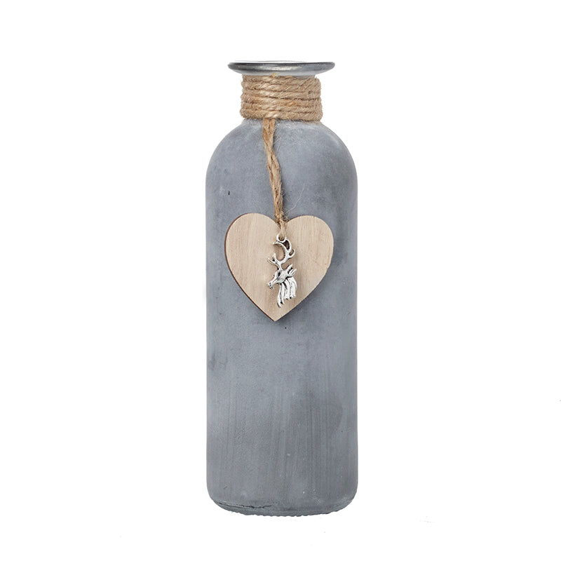 Small Cement Jar With Hanging Heart