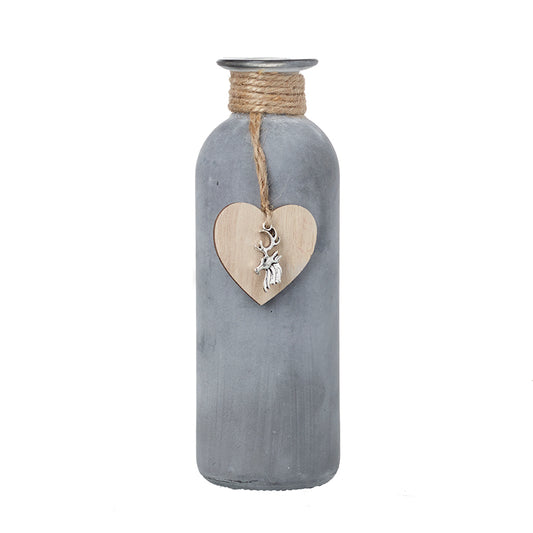Small Cement Jar With Hanging Heart