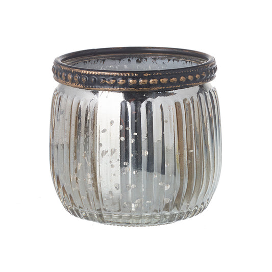 Silver Glass T-Light Holder